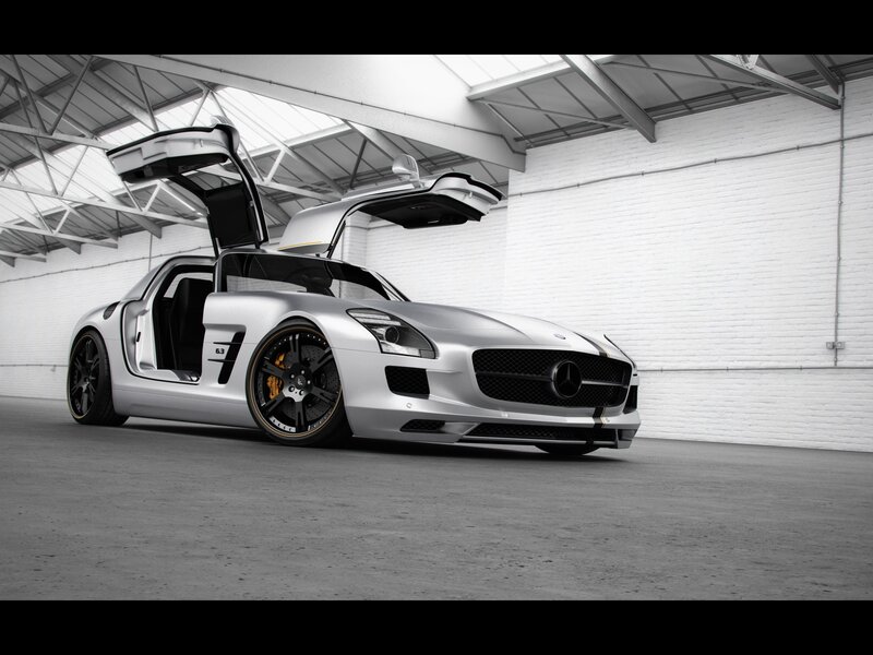 Silver Mercedes-Benz SLS AMG