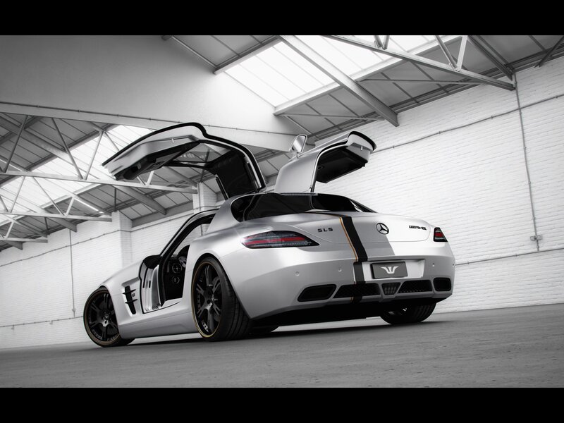 Silver Mercedes-Benz SLS AMG