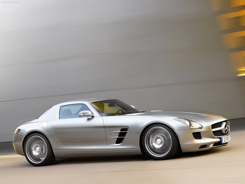 Silver Mercedes-Benz SLS AMG