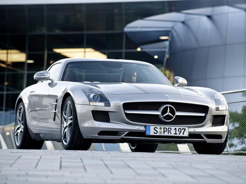 Silver Mercedes-Benz SLS AMG