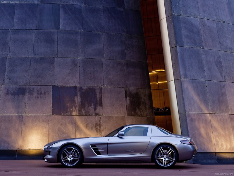 Silver Mercedes-Benz SLS AMG