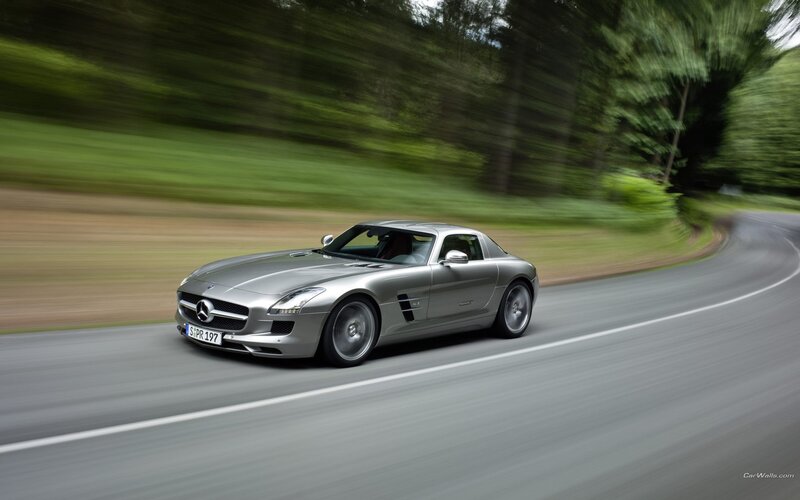 silver mercedes-benz sls amg