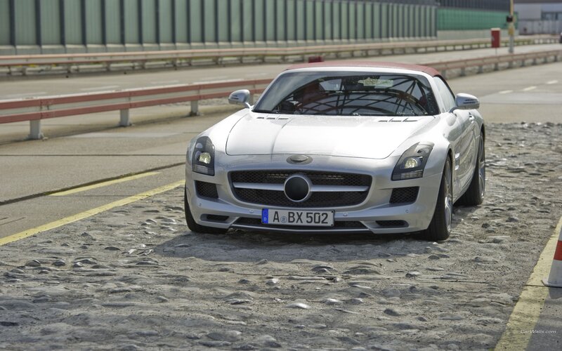 Silver Mercedes-Benz SLS AMG