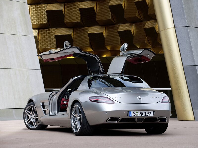 Silver Mercedes-Benz SLS AMG