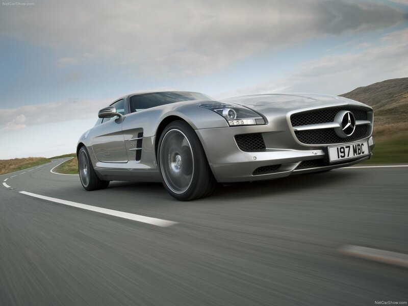 silver mercedes-benz sls amg