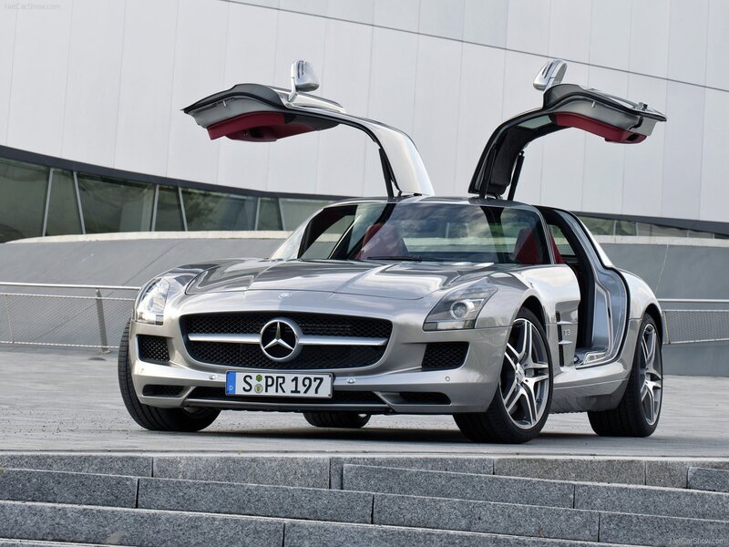 Silver Mercedes-Benz SLS AMG