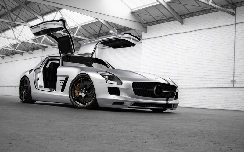 Silver Mercedes-Benz SLS AMG