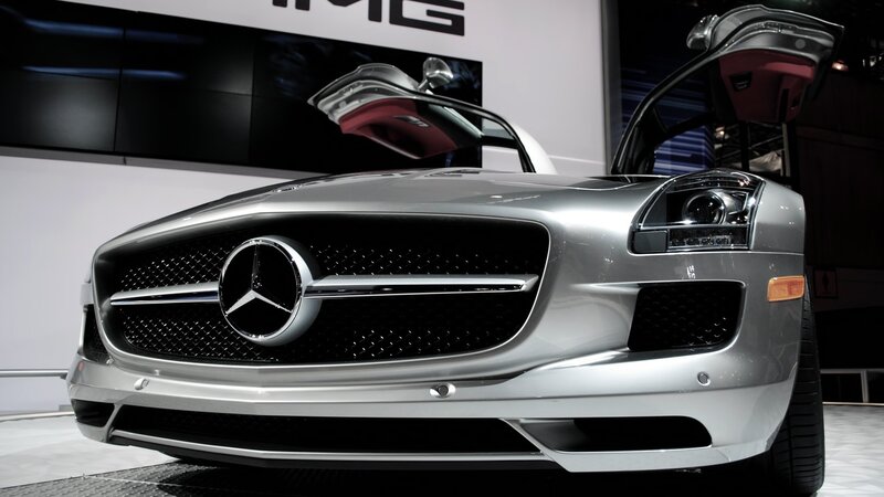 Silver Mercedes-Benz SLS AMG
