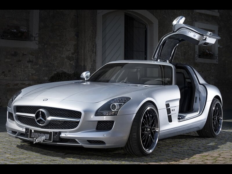 Silver Mercedes-Benz SLS AMG