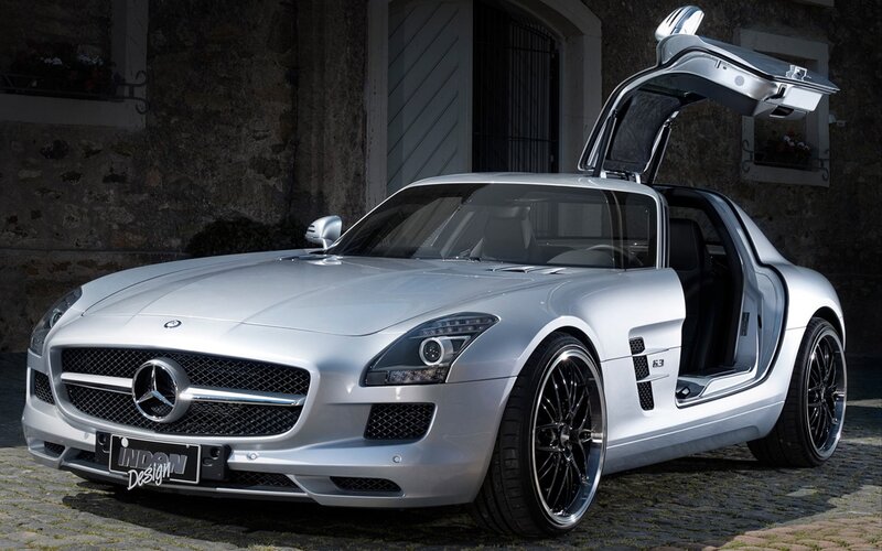 Silver Mercedes-Benz SLS AMG