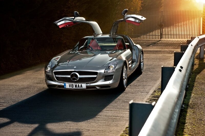 Silver Mercedes-Benz SLS AMG