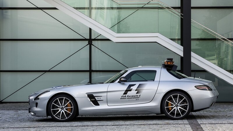 Silver Mercedes-Benz SLS AMG