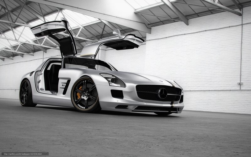 Silver Mercedes-Benz SLS AMG