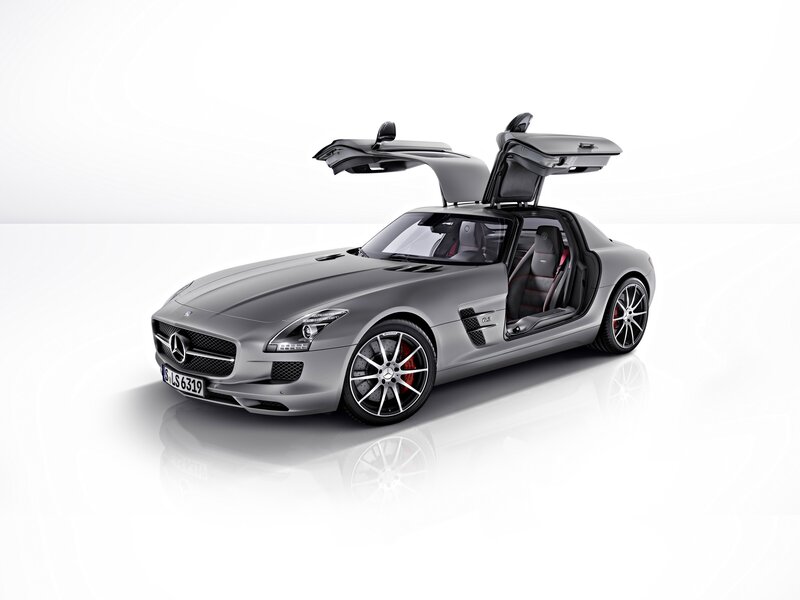 Silver Mercedes-Benz SLS AMG