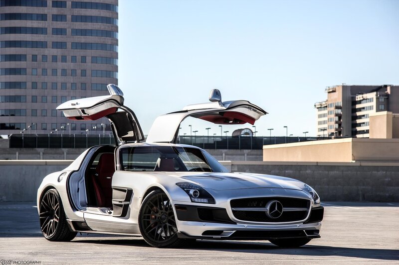 Silver Mercedes-Benz SLS AMG