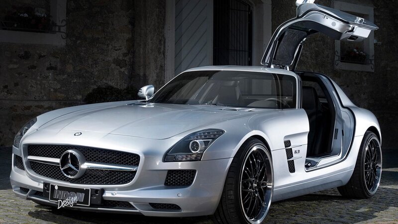 Silver Mercedes-Benz SLS AMG