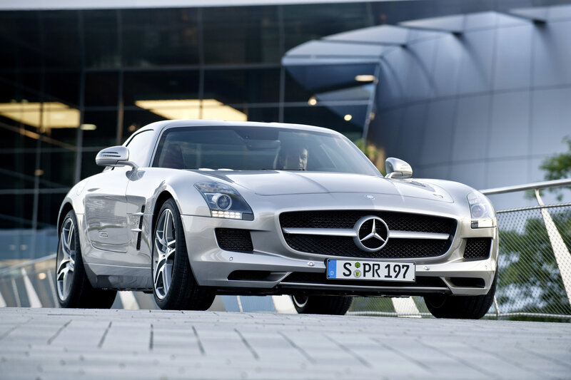 Silver Mercedes-Benz SLS AMG