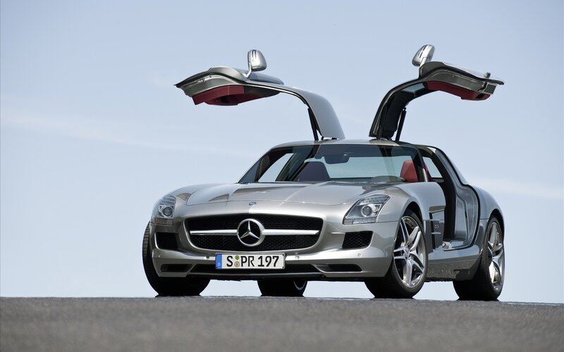 Silver Mercedes-Benz SLS AMG