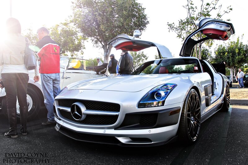 Silver Mercedes-Benz SLS AMG at car show