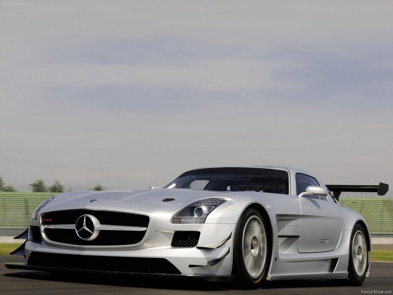 Silver Mercedes-Benz SLS AMG GT3