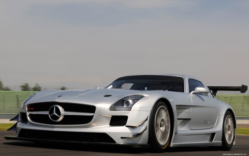 Silver Mercedes-Benz SLS AMG GT3