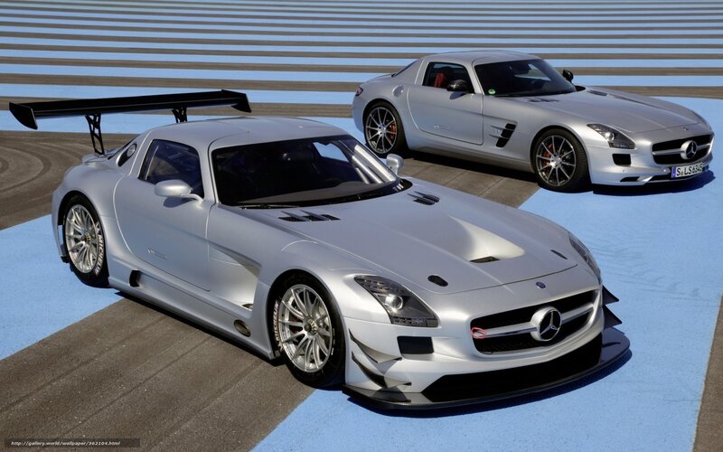 Silver Mercedes-Benz SLS AMG GT3