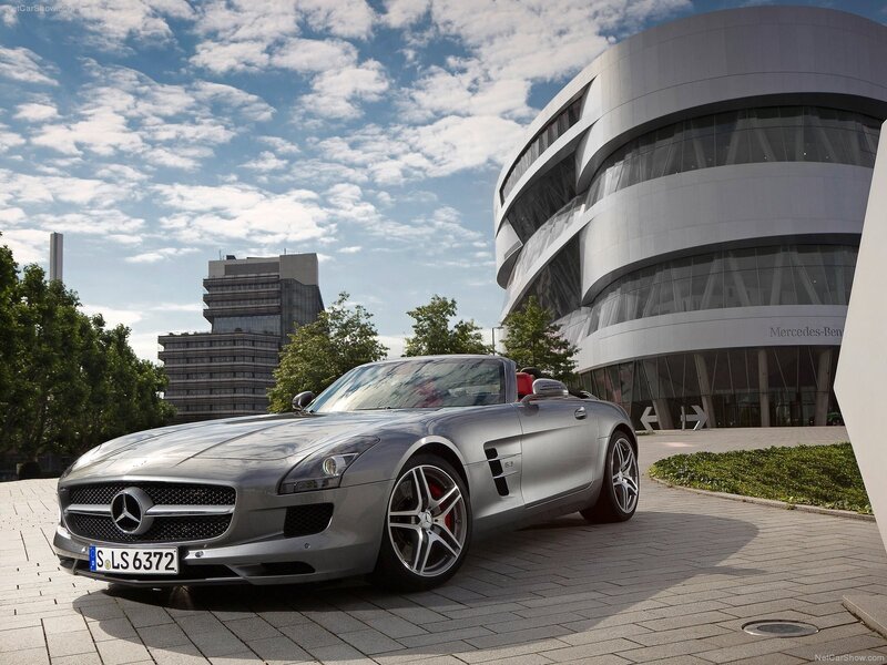 Silver Mercedes-Benz SLS AMG Roadster