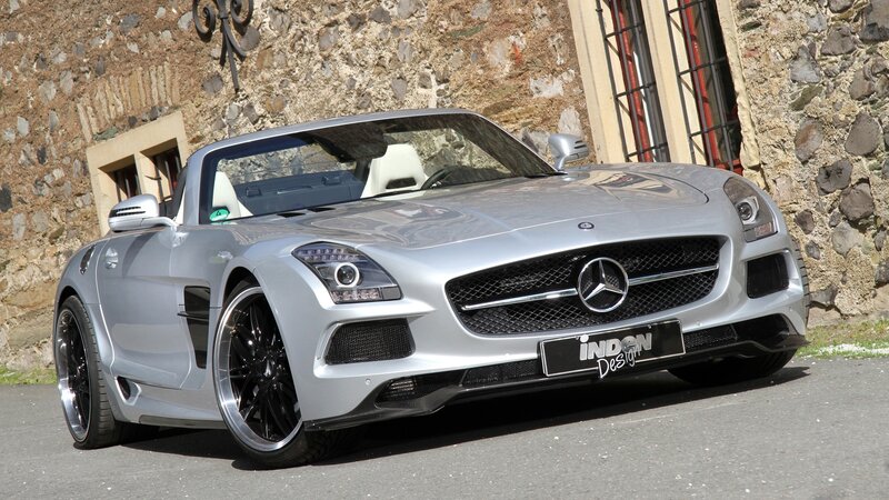 Silver Mercedes-Benz SLS AMG Roadster