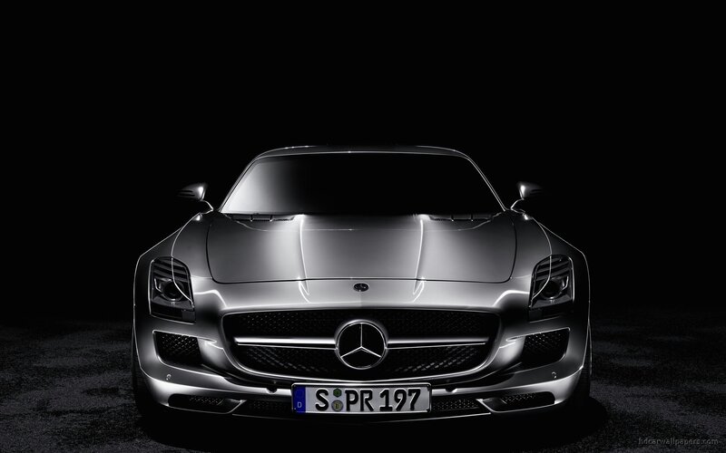 Silver Mercedes-benz Sports Car — Black, Dramatic, Photograph, Grille, License Plate