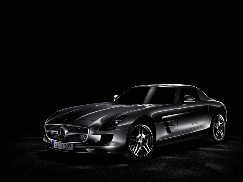 Silver Mercedes-benz Sports Car — Black, Dramatic