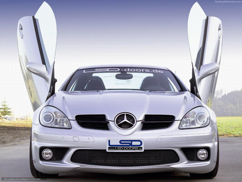 Silver Mercedes-Benz with gullwing doors