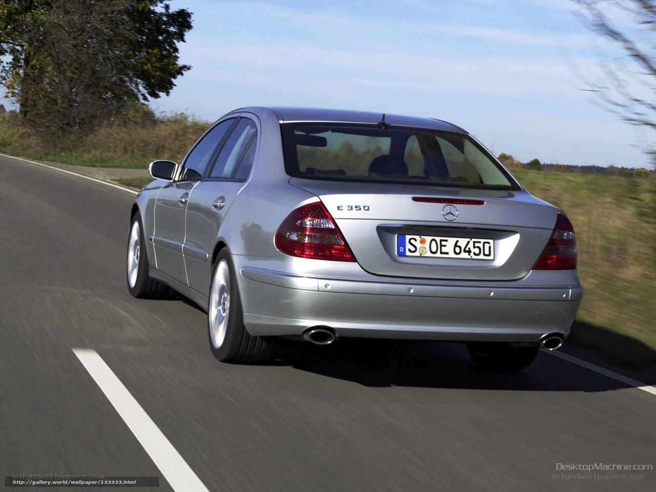 silver mercedes e350 driving