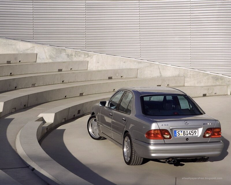 silver mercedes e500 on curved ramp