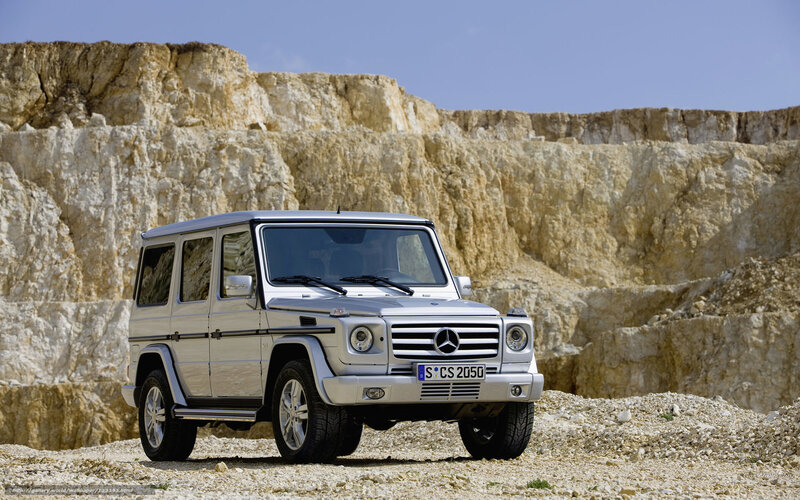 Silver Mercedes G-Wagon in quarry