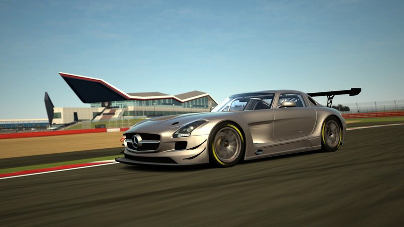 silver mercedes race car on track