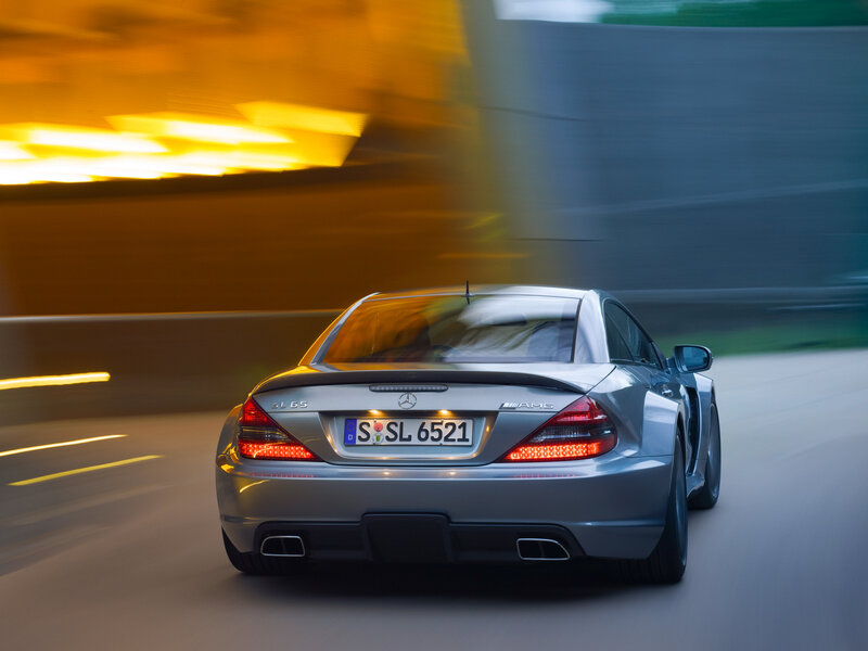 silver mercedes sl65 amg in motion