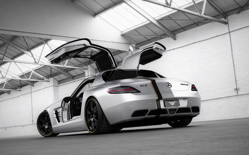 Silver Mercedes SLS AMG