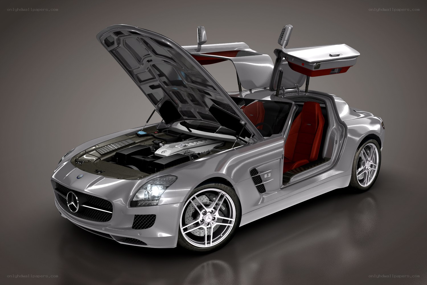 Silver Mercedes SLS AMG