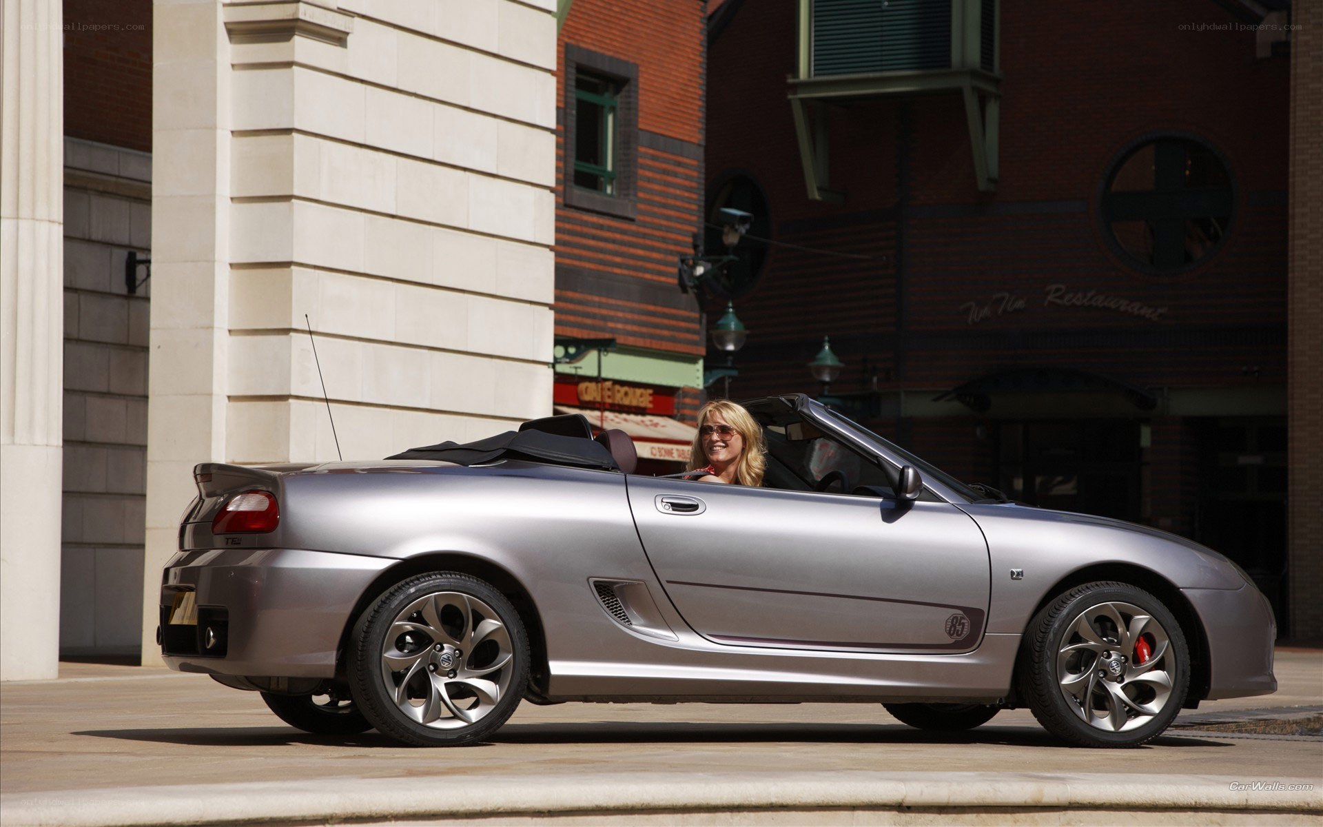 Silver MG TF convertible