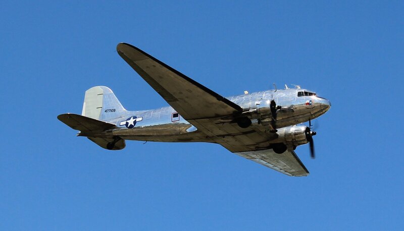 Silver Military Airplane — Blue, Clear