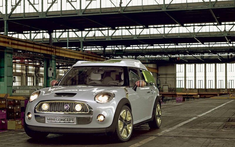 Silver Mini Concept Car — Industrial, Photograph, Factory, Windows