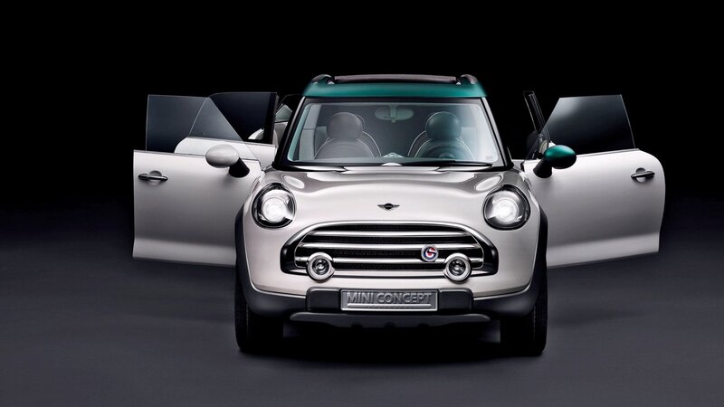 Silver MINI Concept car with open doors