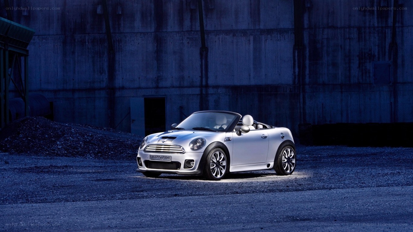 Silver MINI Convertible in industrial setting