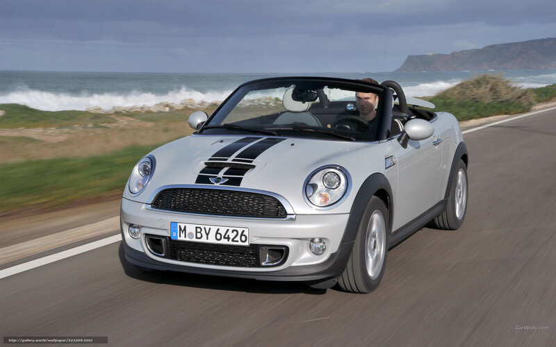 Silver Mini Cooper Convertible — Dynamic, Afternoon, Photograph, Car, Driver