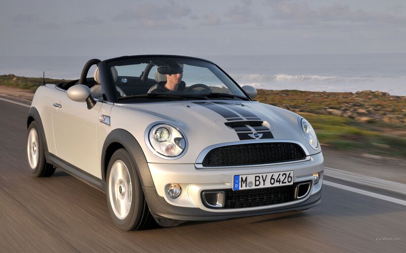 Silver Mini Cooper Convertible — Dynamic, Afternoon, Photograph, Driver, Ocean