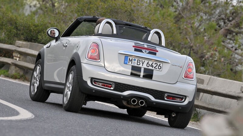 Silver Mini Cooper Convertible — Dynamic, Afternoon, Photograph