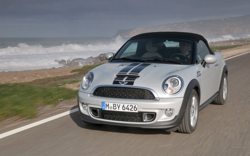 Silver Mini Cooper — Dynamic, Afternoon, Photograph, Car, Road, Ocean