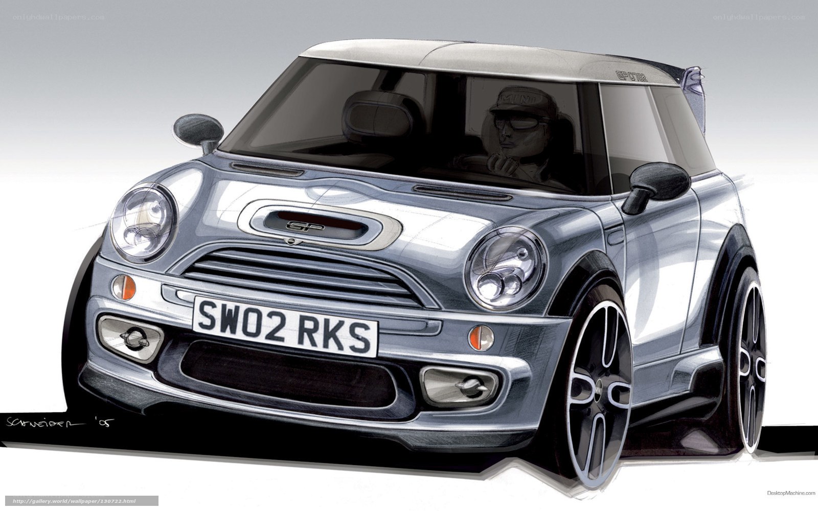 Silver Mini Cooper GP sketch