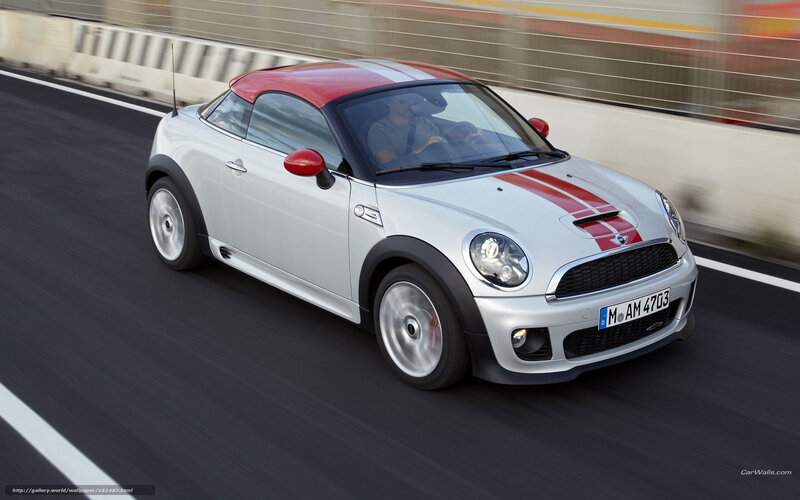 silver mini cooper on track