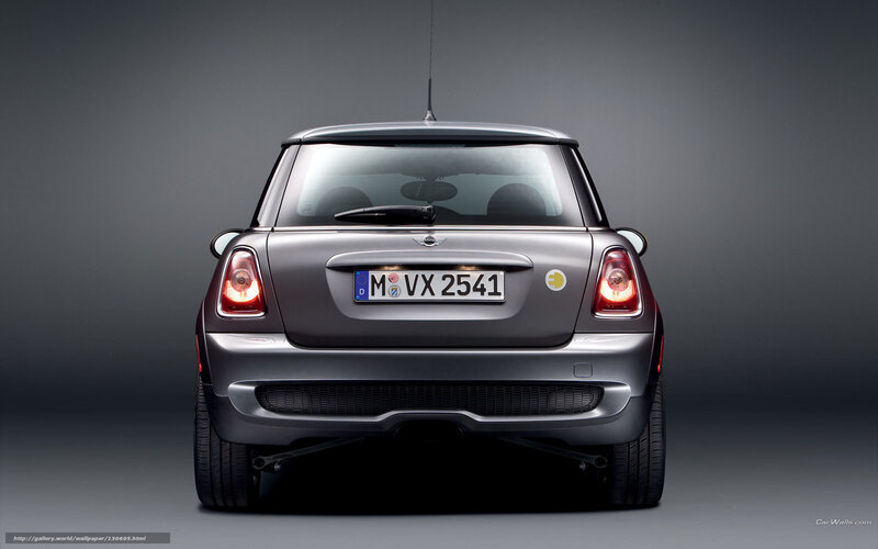 silver mini cooper rear view
